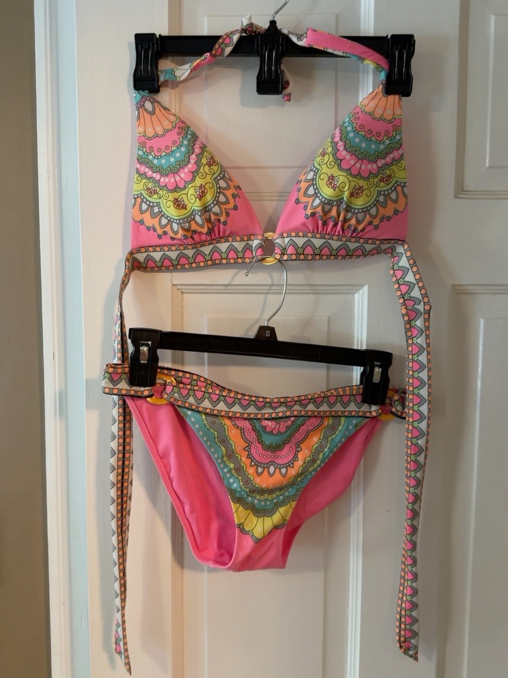 Victoria’s Secret Pink Boho Print Halter Bikini Set M